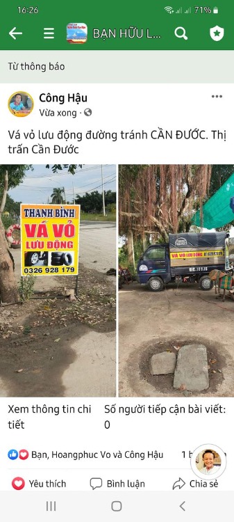 Vá vỏ lưu động đường tránh Cần Đước Long An 24/24